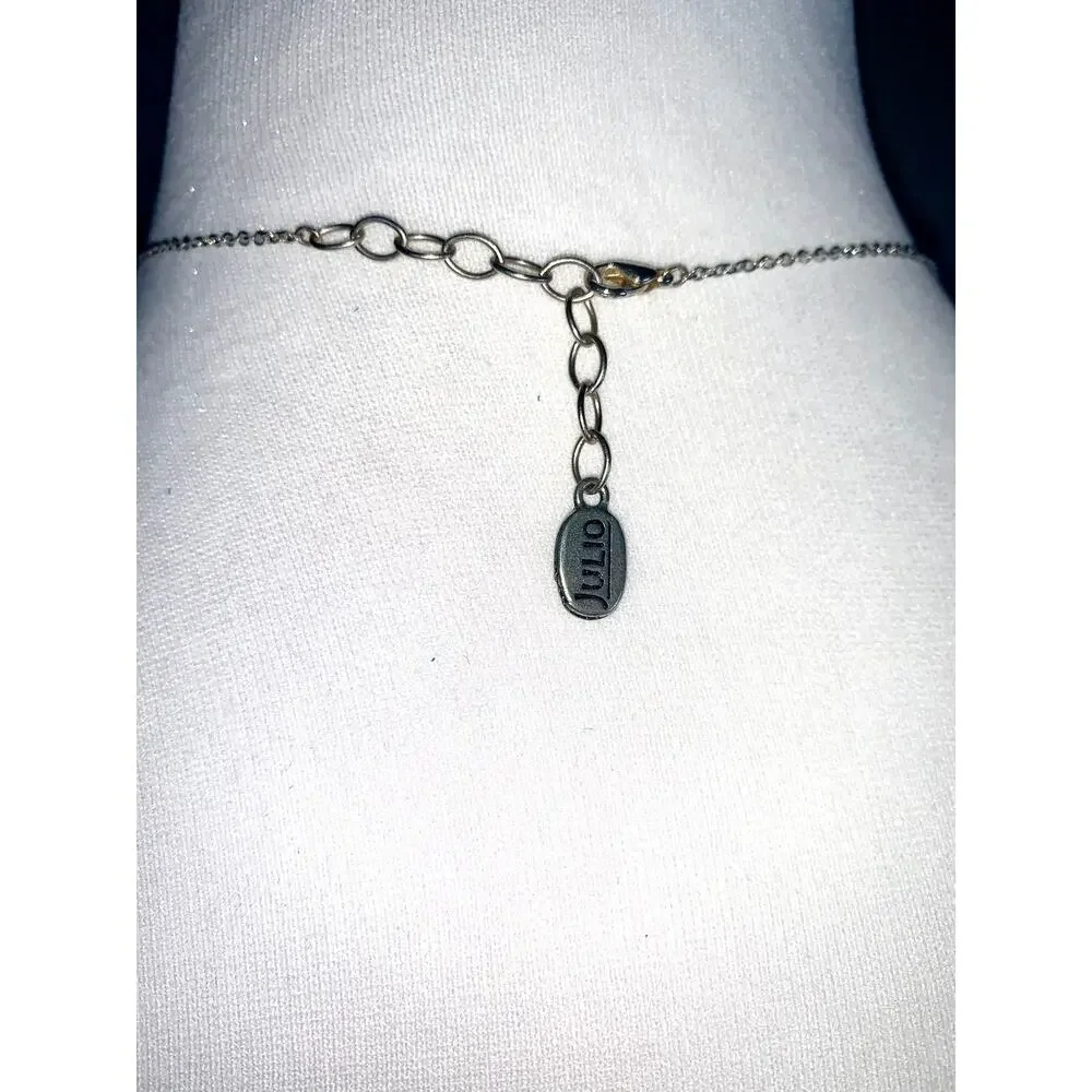 Julio Designs Silver Gold Beaded Suspended Arc Pendant Necklace EUC
